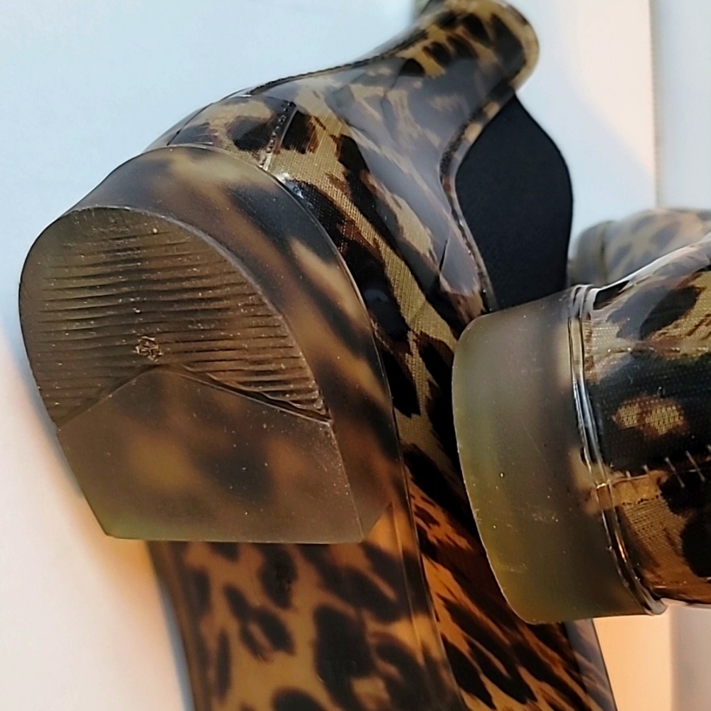 J. Crew Chelsea 🐆 Leopard Rain Boots, size 9 - Picture 9 of 12